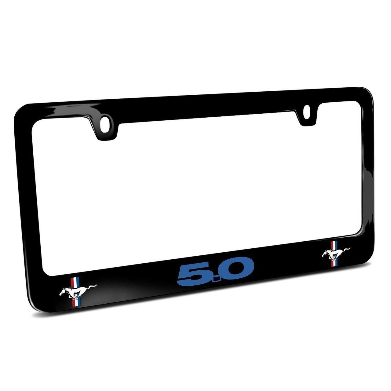 Blue and Black GT Logo - Ford Mustang GT 5.0 in Blue Dual Logos Black Metal License Plate ...