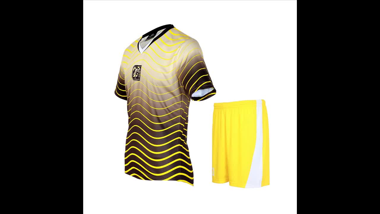 Black and Yellow Soccer Logo - 2018 High Quality 100% Polyester Black Yellow Soccer Jerseys Team ...