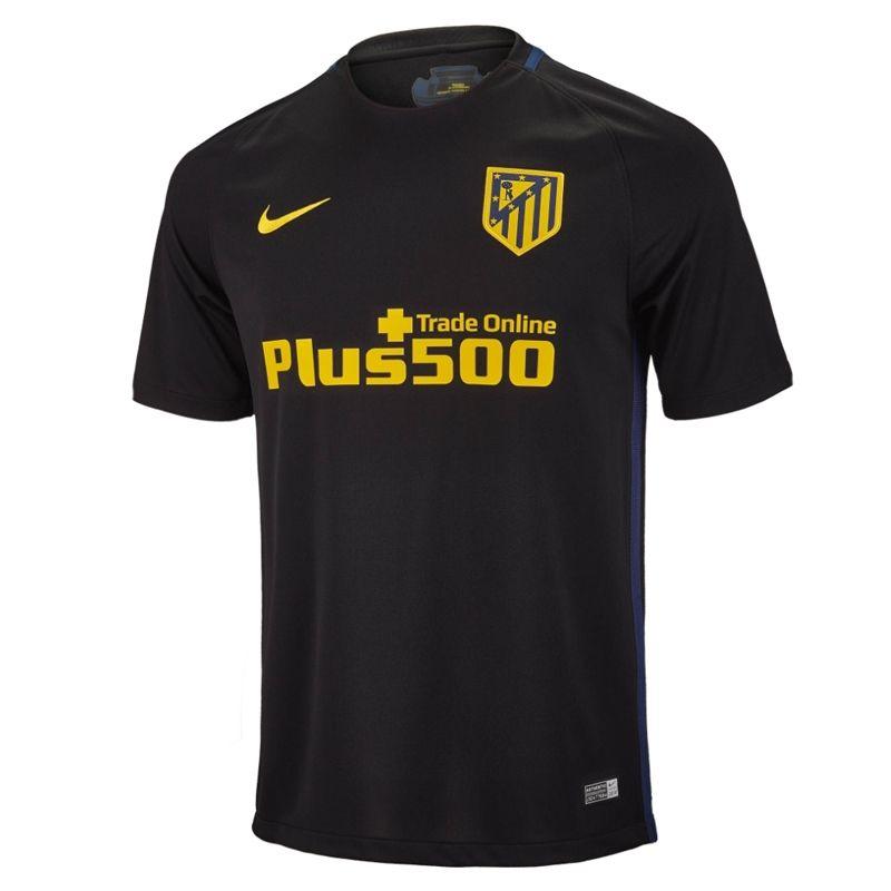 Black and Yellow Soccer Logo - Nike Atletico Madrid Away '16-'17 Soccer Jersey Black Yellow