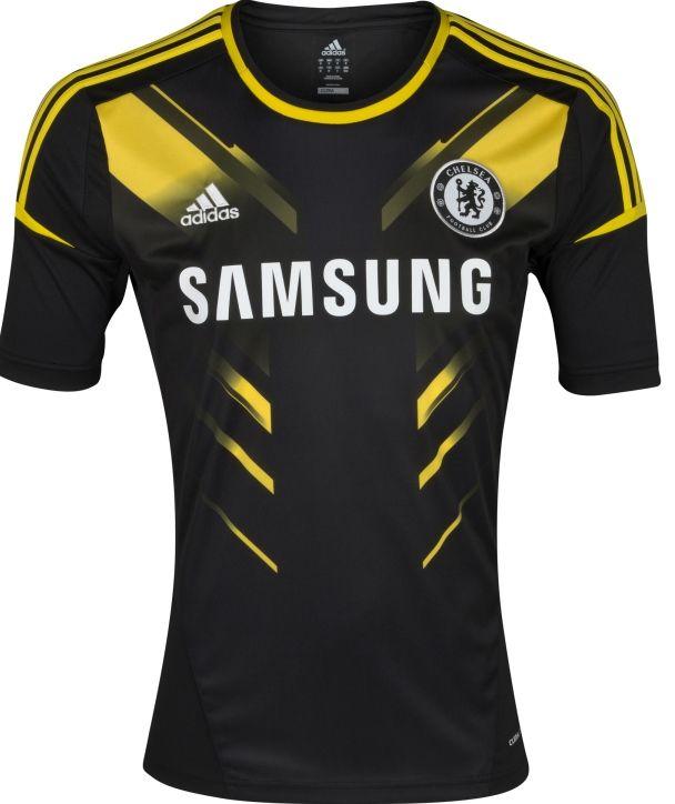 Black and Yellow Soccer Logo - Adidas New Chelsea Third 2012 2013 Black Jersey. Chelsea Soccer