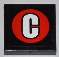 Red Circle with White C Logo - BrickLink - Part 3068bpb0761 : Lego Tile 2 x 2 with White 'C' in Red ...