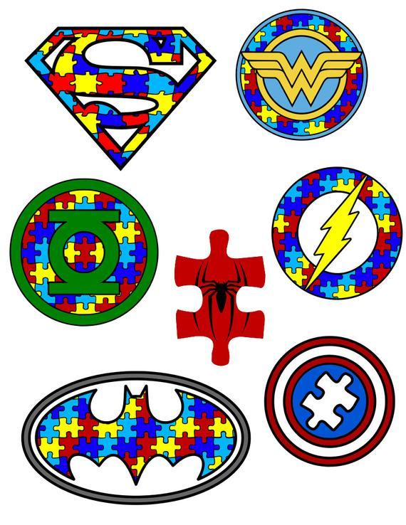 Autism Awareness Logo - Autism Awareness Puzzle Pieces Superhero Logos svg pdf | Etsy