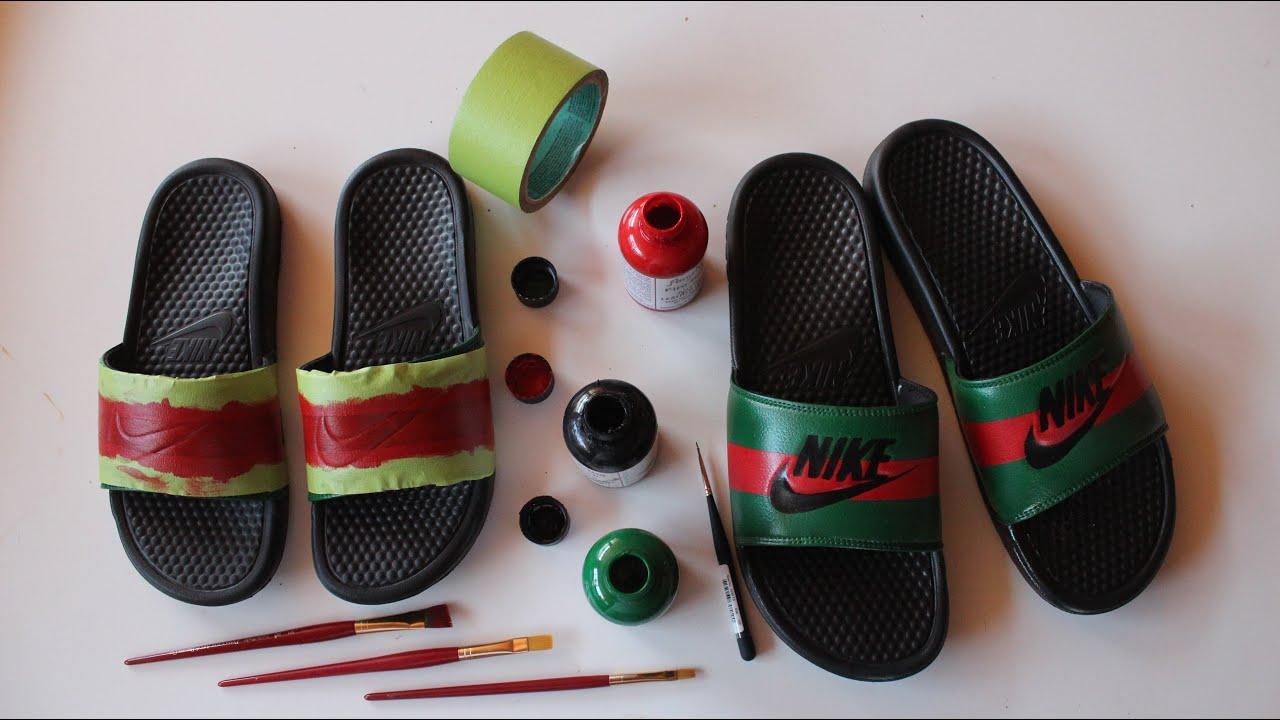 Nike Gucci Logo - How To Make Custom Gucci x Nike Sandals - YouTube
