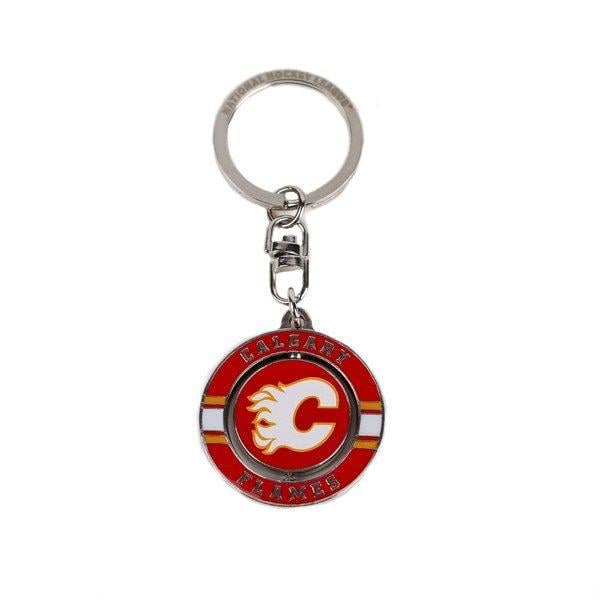 Red Circle with White C Logo - Spinner Keychain with Retro White 'C' - Calgary Flames FanAttic