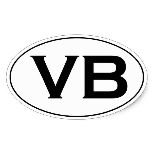 Black Beach Logo - Basic Black and White VB Virginia Beach Oval Logo Oval Sticker