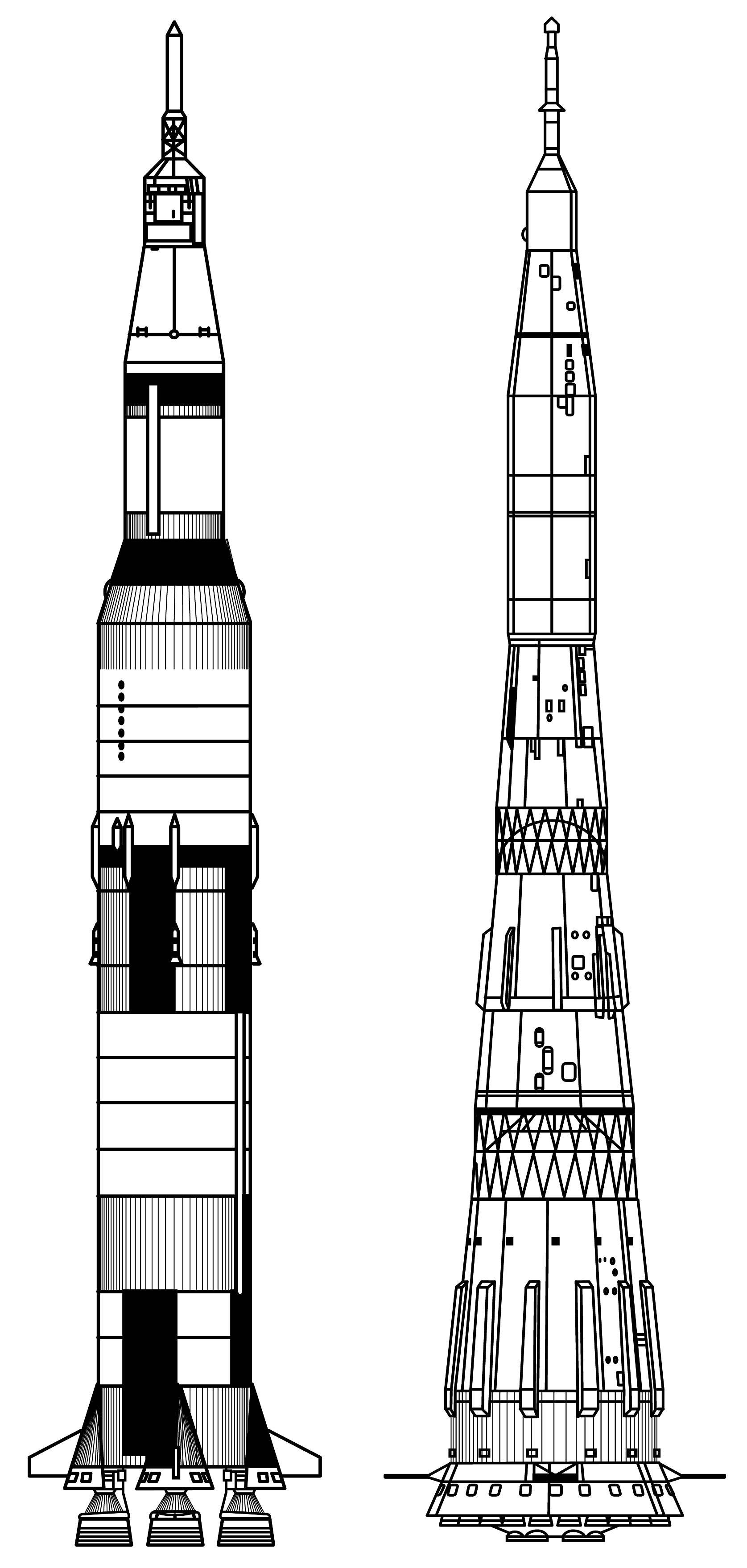 Saturn 5 Logo - File:Saturn V vs N1 - to scale drawing.png - Wikimedia Commons