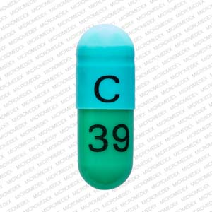 A Blue Green C Logo - C 39 Pill Image (Blue / Green / Capsule Shape)