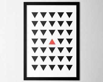 Grey and Red Triangle Logo - Red triangle art | Etsy