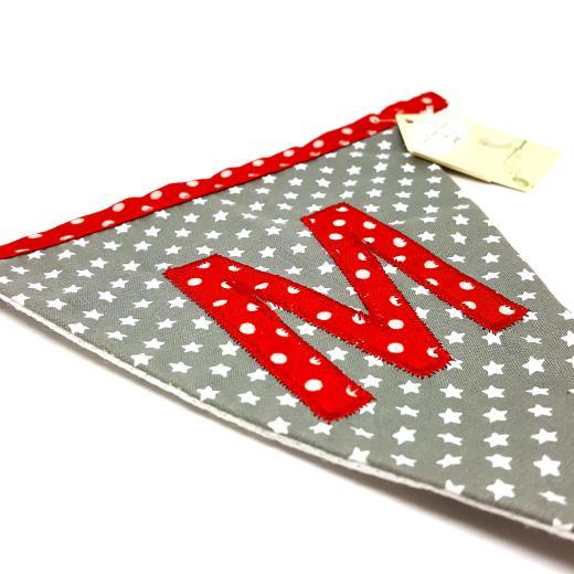 Grey and Red Triangle Logo - Personalised Letter Bunting Flag: Fabric Triangle Boys Spot Star