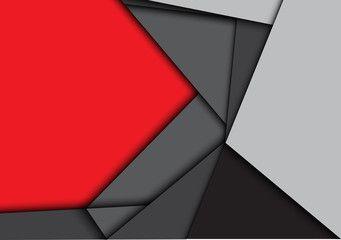 Grey and Red Triangle Logo - Abstract white red triangle paper overlap background vector ...
