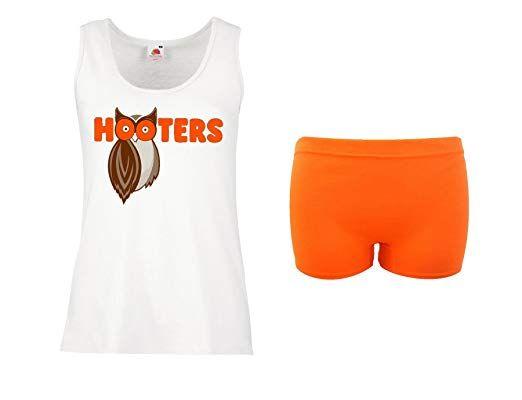 Dress Clothing Logo - New Logo Hooters Bar Girl T-shirt Vest with Hot Pants Fancy Dress ...