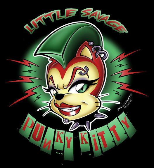 Little Savage Logo - Little Savage Punky Kitty Ilustración para camisetas y pegatinas