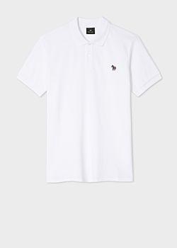 Polo Shirt Logo - Men's White Organic Cotton Piqué Zebra Logo Polo Shirt