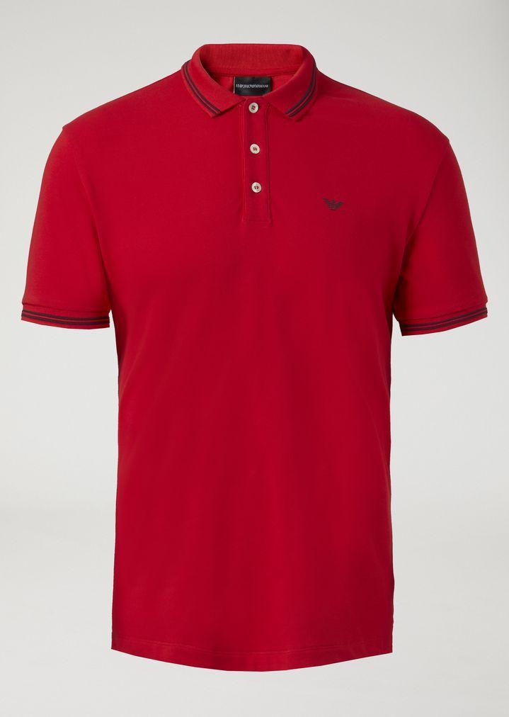 Polo Shirt Logo - Cotton piqué polo shirt with contrast logo detail on the chest | Man ...
