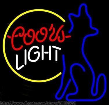 Neon Wolf Logo - Coors Light Moon Coyote Wolf Neon Sign Custom Handmade Real Glass ...