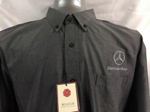 Red House Clothing Logo - Mercedes Benz Embroidered Logo Dealer Dress Shirt Size 4XLT Gray Red