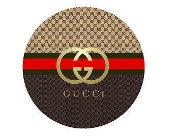 Brown Email Logo - GUCCI Bag Style Brown Printable Downloadable Round Stickers | Etsy