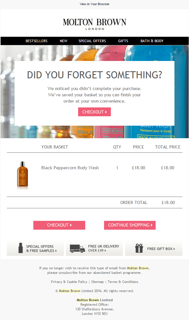 Brown Email Logo - Molton Brown Cart Abandonment Email #EmailMarketing #Email