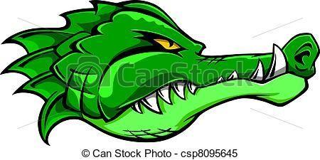 Green Alligator Logo - Clipart Vector of Crocodile mascot alligator crocodile