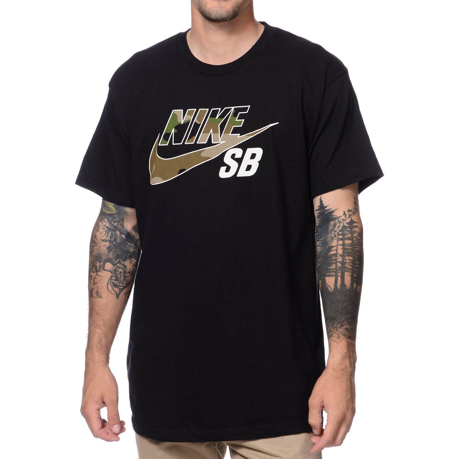 Nike SB Camo Logo - Nike SB QT Icon Camo Black T-Shirt | Clothes | Nike SB, Camo, Tee shirts