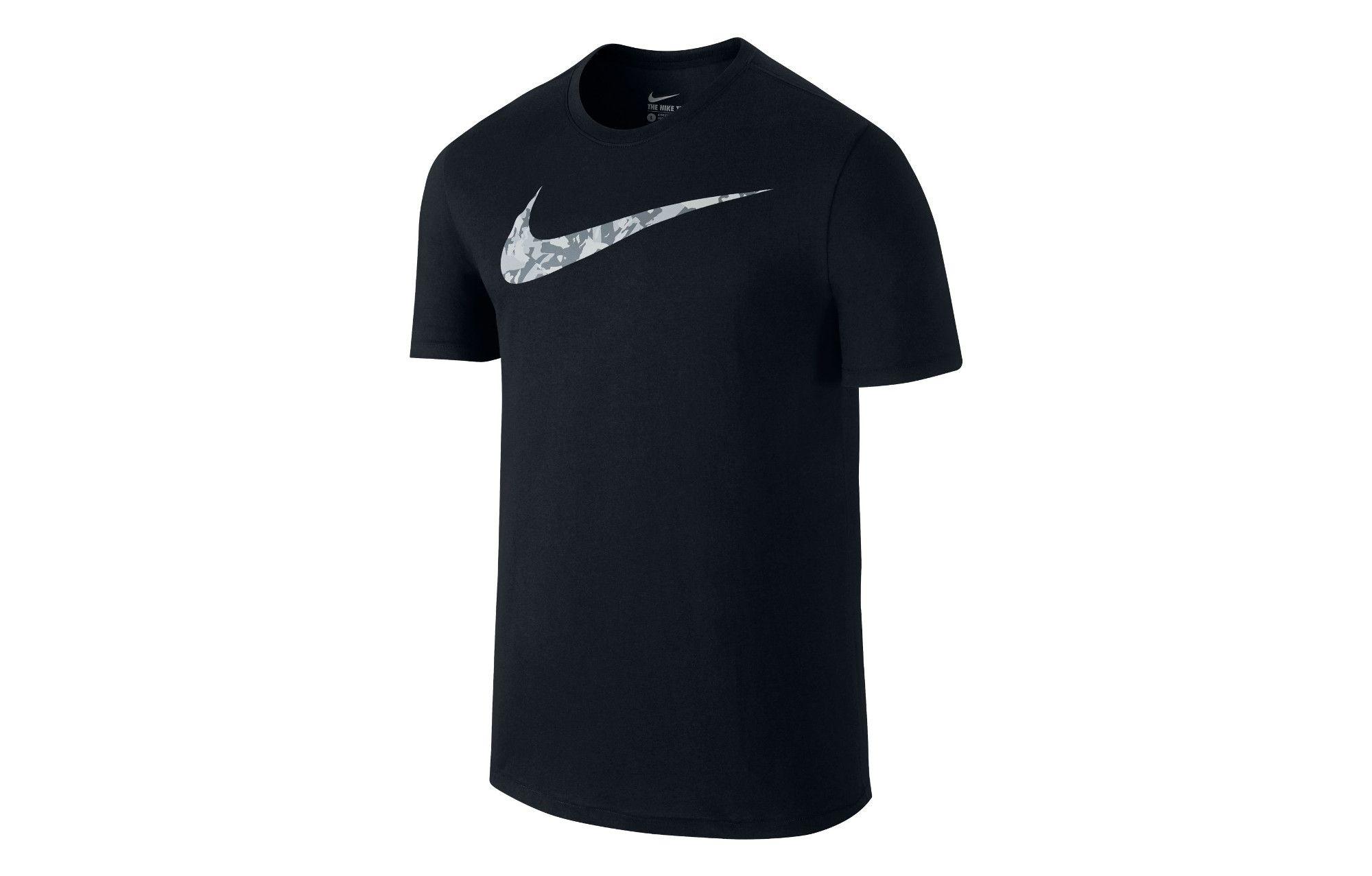 Camo Nike Swoosh Logo - NIKE T Shirt SWOOSH CAMO Black Men