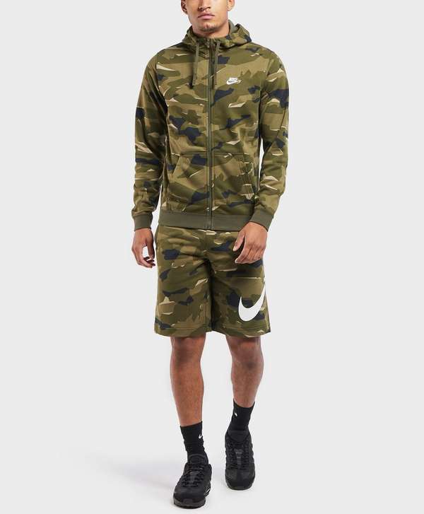 Camo Nike Swoosh Logo - Nike Club Camo Full Zip Hoodie