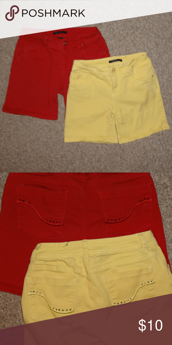 Two Red and Yellow P Logo - Two Pair of Colored Jean Shorts w/Bling Red/Yellow | My Items for ...