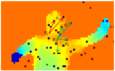 Two Red and Yellow P Logo - Denoting of depth different features (DDF). Parameter h 1 for point ...