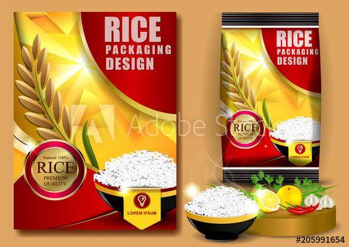 Red White and Yellow Food Logo - Golden and Red Rice Package Thailand food Logo Products and Fabric ...