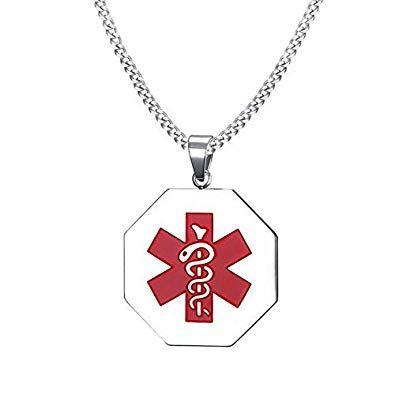 Red Medical Logo - Rainbowie 1Pc Silver Plated Stainless Steel Red Medical Logo