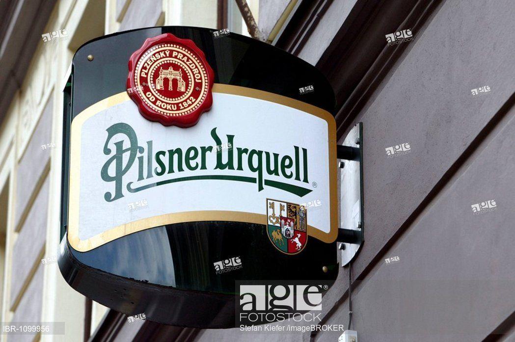 Pilsner Urquell Beer Logo - Logo of the brewery Pilsner Urquell in Pilsen, Plzen, Bohemia, Czech ...