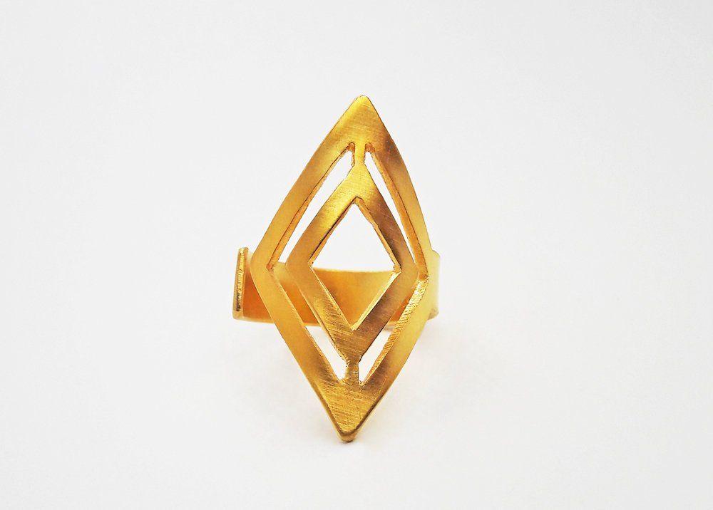 Double Rhombus Logo - Double Rhombus Ring Geometric Ring Gold Plated Ring