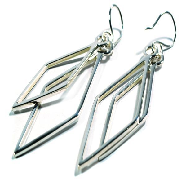 Double Rhombus Logo - Sterling Silver Earrings Double Rhombus – Hands to Hearts