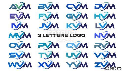 3 Letter Logo - letters modern generic swoosh logo AVM, BVM, CVM, DVM, EVM, FVM