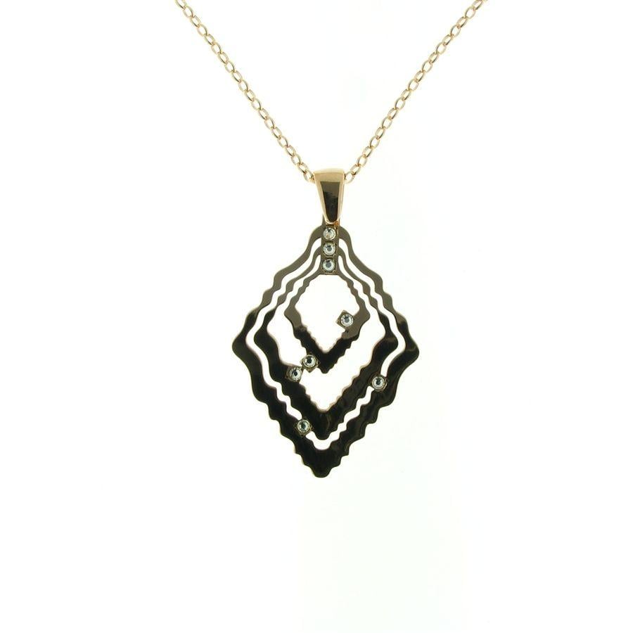 Double Rhombus Logo - Sterling silver rose-toned double rhombus pendant