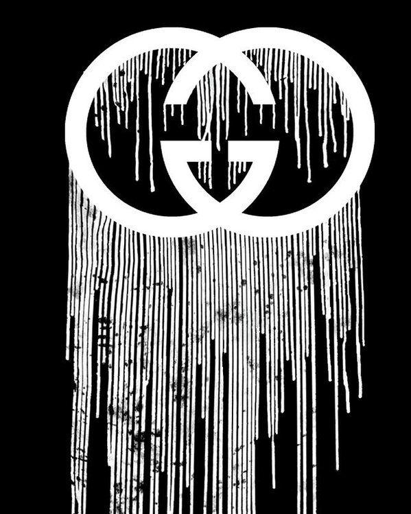 Dripping Black Logo - Gucci Dripping Black Poster by Del Art