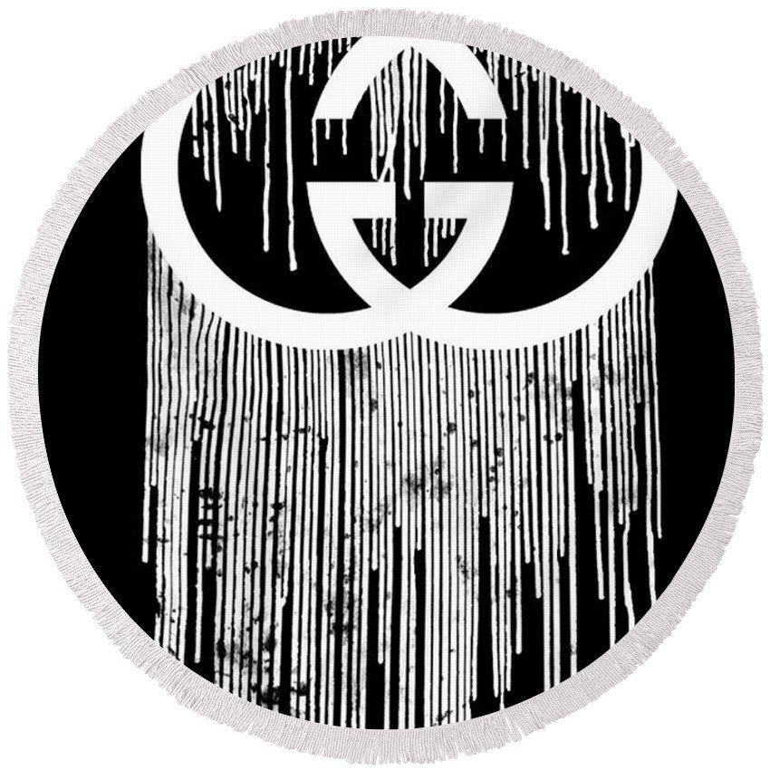 Dripping Black Logo - Gucci Dripping Black Round Beach Towel