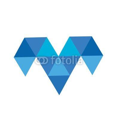 Triangle with Diamond Logo - m, v, mv, vm initials triangle polygonal diamond logo. Buy Photo