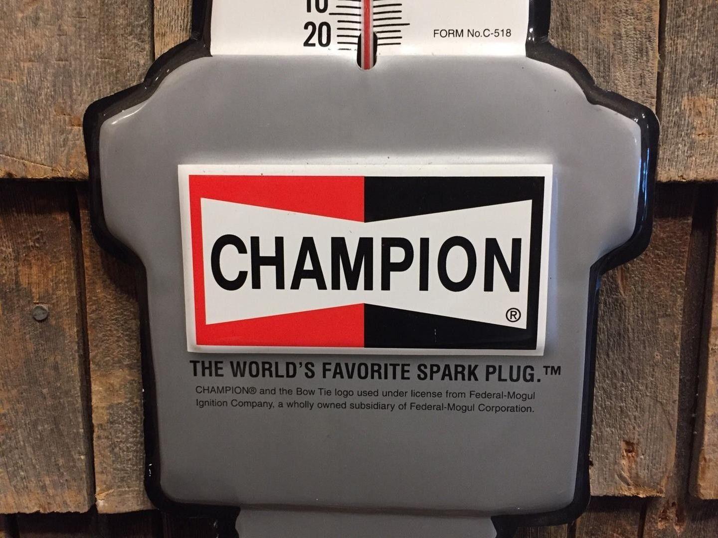 Vintage Champion Spark Plug Logo - Vintage CHAMPION Spark Plug NOS Thermometer Gas Oil Advertising Sign ...