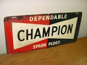 Vintage Champion Spark Plug Logo - 1950s Vintage CHAMPION SPARK PLUG Old Standard Gas Station Tin Sign ...