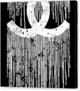 Dripping Black Logo - Chanel Logo Dripping Black White 2 Canvas Print / Canvas Art by Del Art