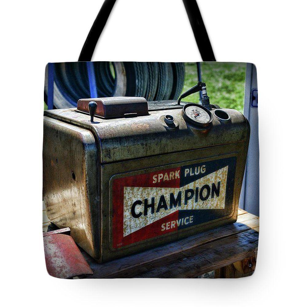 Vintage Champion Spark Plug Logo - Vintage Champion Spark Plug Cleaner Tote Bag