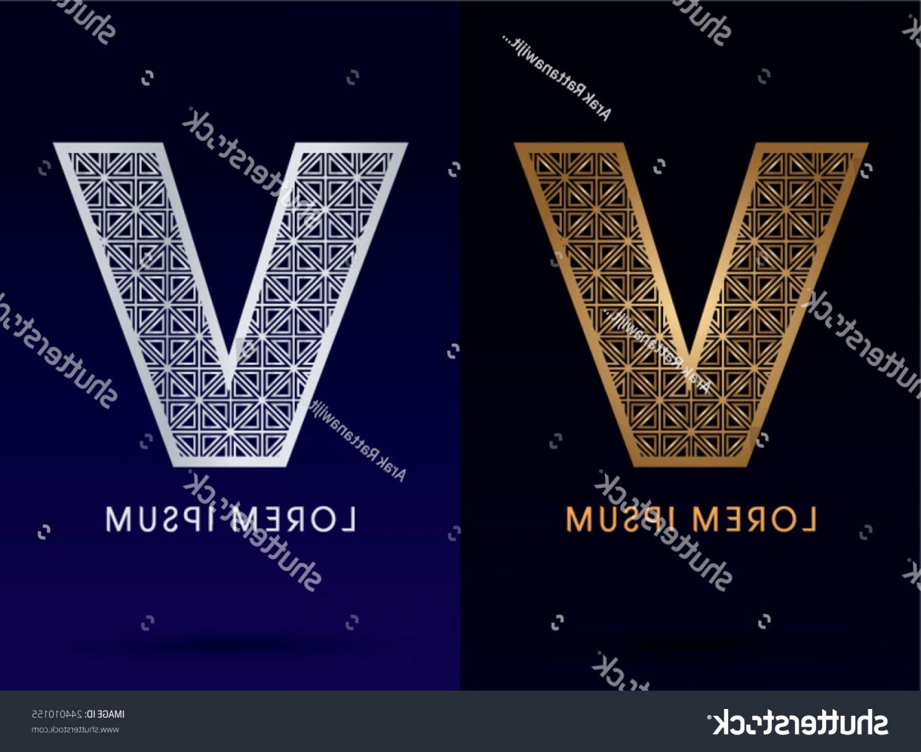 Triangle with Diamond Logo - V Luxury Font Gold Diamond Logo