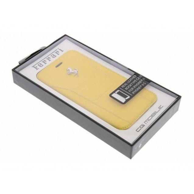 Yellow Silver Logo - Ferrari 488 Leather Book Case for iPhone 6-6S Yellow-Silver Logo