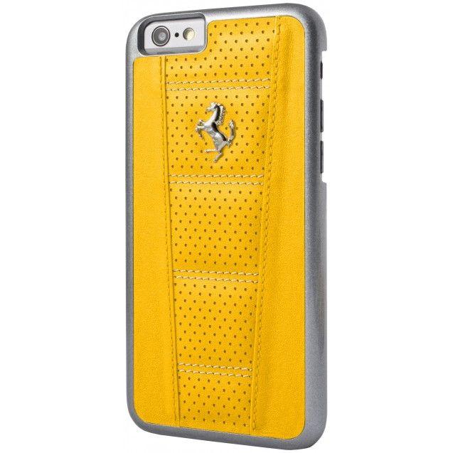 Yellow Silver Logo - Ferrari 458 Perforated Leather Back Case for iPhone 6-6S Yellow ...