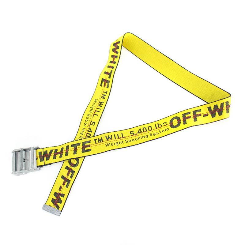 Yellow Silver Logo - RINKAN: Off-white /OFF-WHITE logo stitch short type belt (yellow X ...