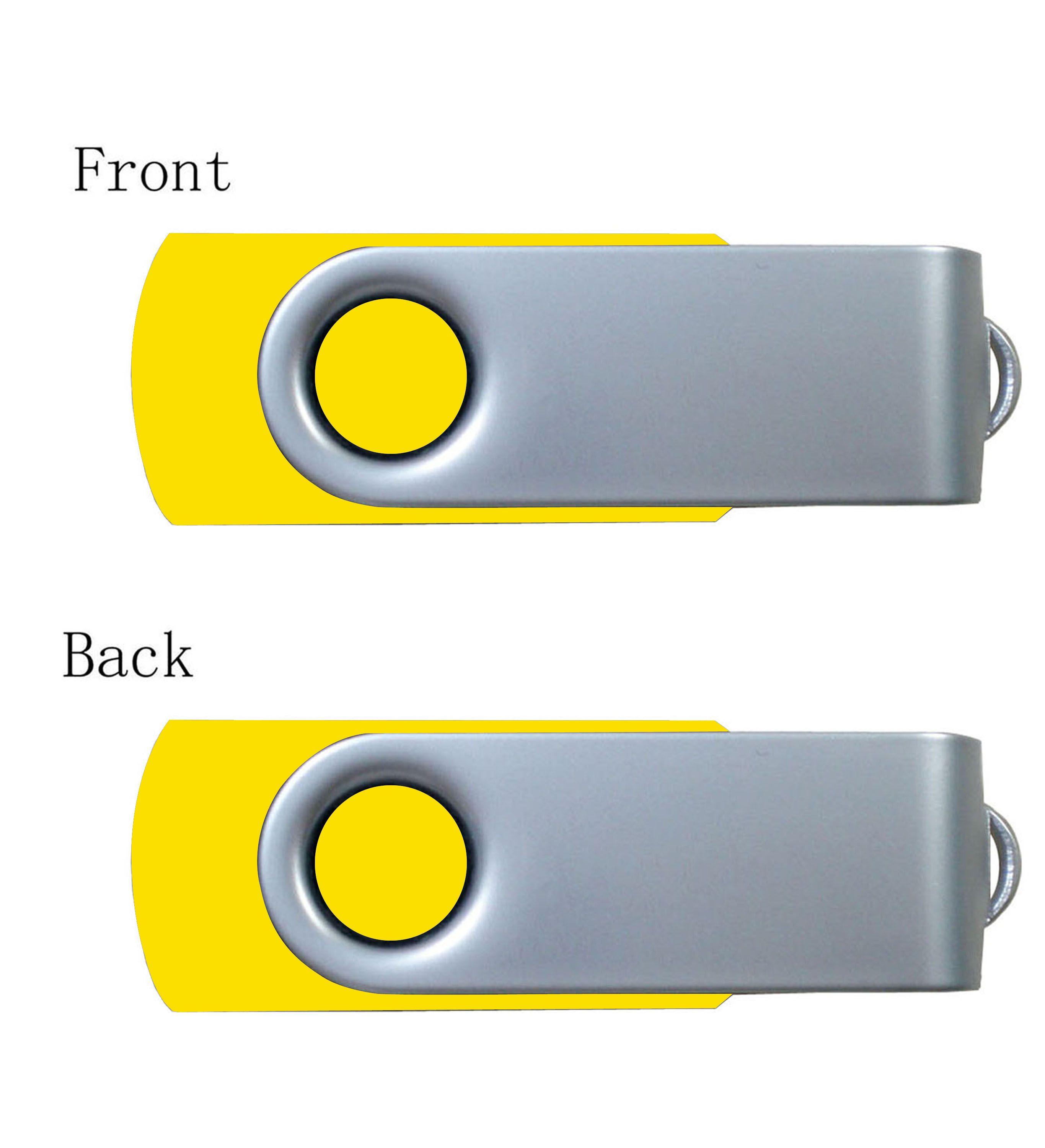 Yellow Silver Logo - Custom USB Flash Drives with Silver Clips, Logo Branded
