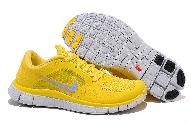 Yellow Silver Logo - Good sales Men Nike Free Run +3 Yellow with Silver Logo Running ...