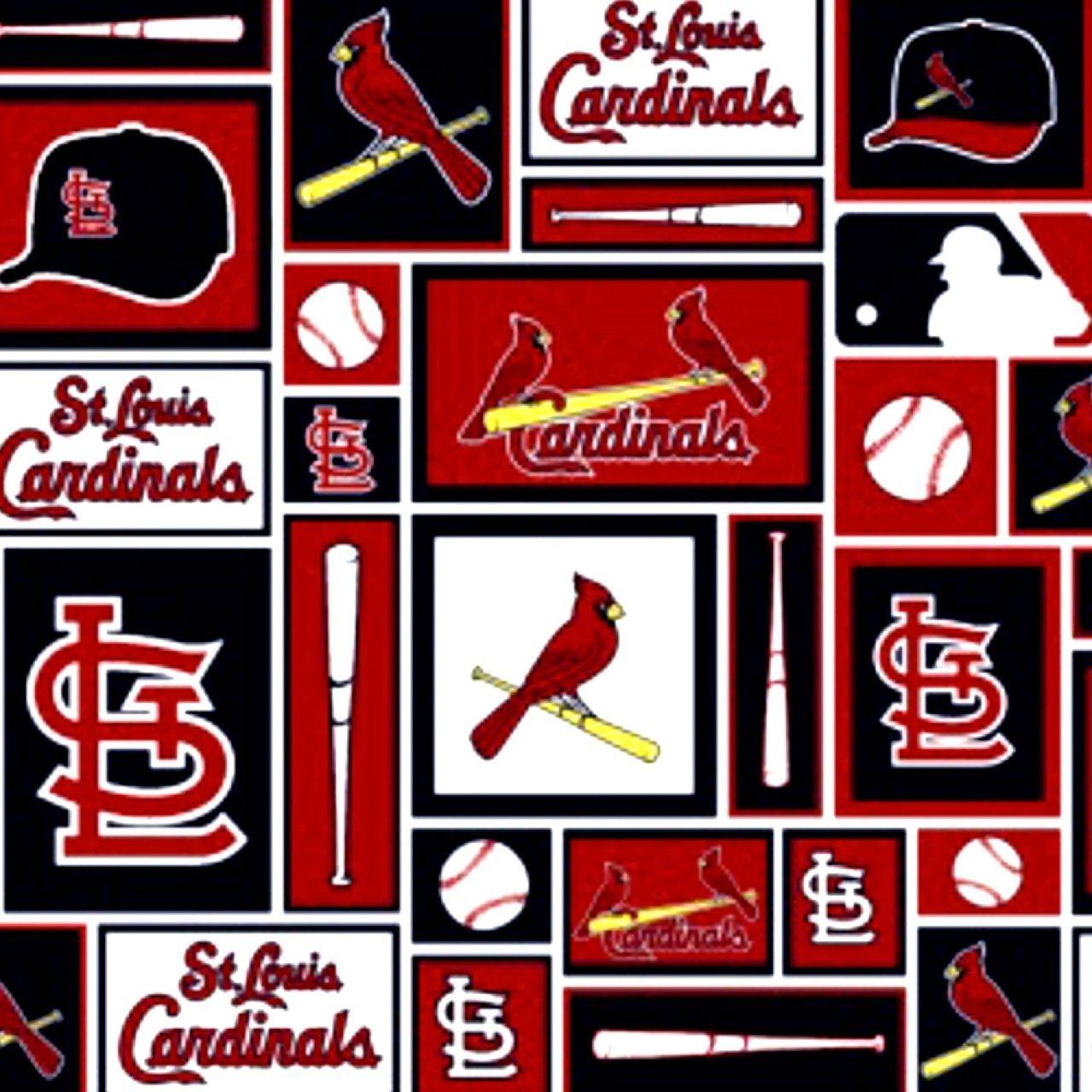 Black and Red Cardinals Logo - ST LOUIS CARDINALS BLACK, RED, & WHITE BLOCK LICENSED FABRIC