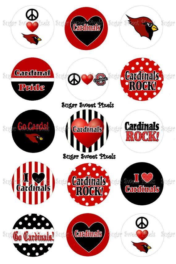 Black and Red Cardinals Logo - INSTANT DOWNLOAD Black red Cardinals School Mascot Digital 1 | Etsy